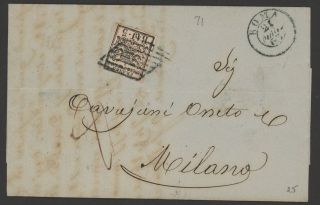 Roman States Italy Stamp Scott 6 On 1863 Cover,  Single Franking