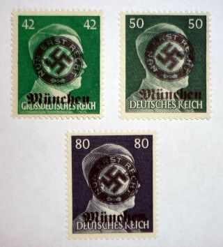 Lokalausgaben.  Munchen.  1945.  42 - 80 Pfg.  3 Stamps.  Mnh.  See Scans.