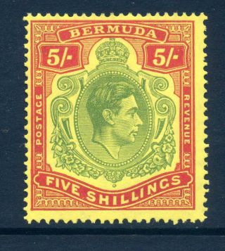 Bermuda 1938 5 Shillings Mlh P14 Ord Paper