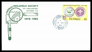 Mayfairstamps Tuvalu 1982 Philatelic Society Scouting Badge Fdc First Day Cover