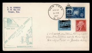 Dr Who 1957 York Ny To Barbados First Flight Fam 5 Air Mail Pan Am C127899