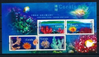 Hong Kong 2002 Corals Joint Issue Canada Marine Life Miniature Sheet Mnh