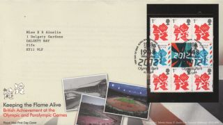 Gb 2012 Fdc Keeping The Flame Alive Olympics Booklet Pane Bureau Postmark Stamps