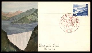 Japan 1957 Ogochi Dam Commemoration Jpca Cachet On Unsealed Fdc With Insert