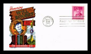 Dr Jim Stamps Us Cherokee Kid Will Rogers Cachet Craft Fdc Cover Scott 975