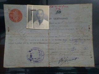 Menado Indonesia Immigration Card,  With Zegel 10 Gulden,  Ned Indies 1938