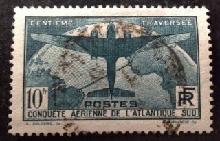 France 1936 10 Franc Air Flight Stamp Vfu