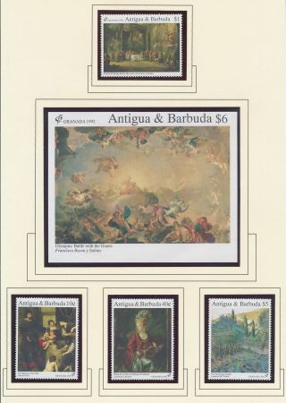 Xb71939 Antigua & Barbuda 1992 Stamp Expo Art Paintings Fine Lot Mnh