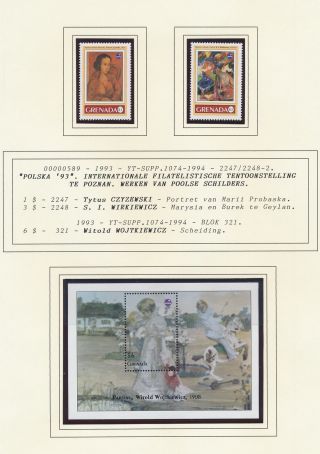 Xb71929 Grenada 1993 Stamp Expo Art Paintings Fine Lot Mnh