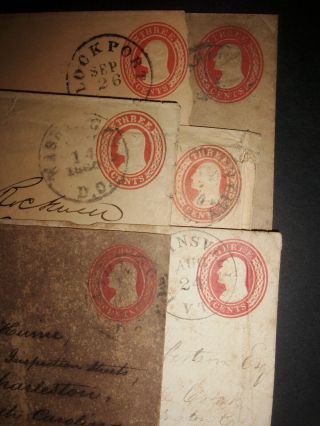 6 Us Nesbitt Postal Stationery Covers 3 Cents Washington 1800s Id 2323