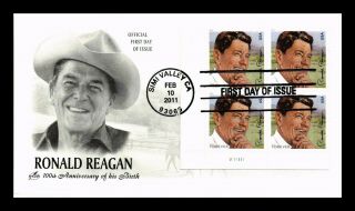 Dr Jim Stamps Us Ronald Reagan Birth Anniversary Fdc Cover Plate Block