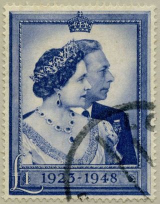 Gb 1948 Royal Silver Wedding £1 Fine Postally Sg494.  Cv £40