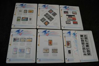 7 Old 1974 White Ace Us Stamp Album Pages With 26 Us Stamps