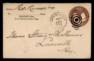 Dr Who 1893 Marleborough Ma Fancy Cancel Stationery To Louisville Ky E56182