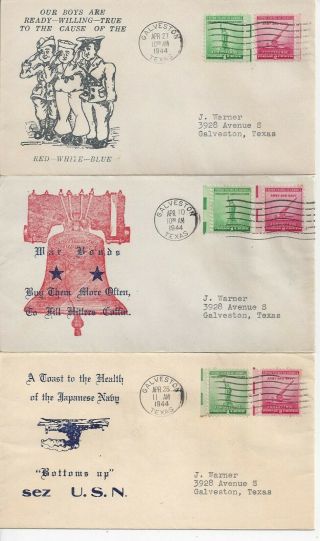 1944 - - 12 Wwii Patriotic Covers - Colorful Cachets - And Variety