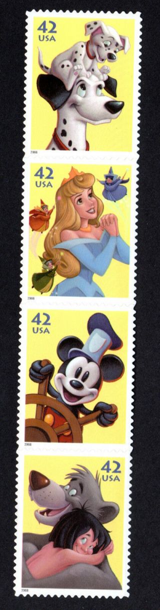 4342 - 45 The Art Of Disney,  Imagination,  Vertical Strip In Correct Order Mnh Vf