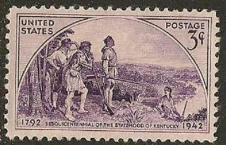 1942 Kentucky Statehood 3 Cents Us Postage Stamp Scott 904
