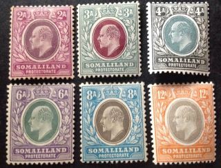 British Somaliland 1904 - 11 6 X Stamps Hinged