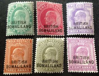 British Somaliland 1903 6 X Stamps With Overprint Hinged
