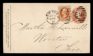 Dr Who 1883 Ny Fancy Cancel 16 Uprated Stationery To Wooster Oh E56916