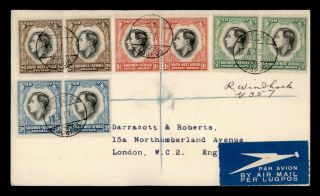Dr Who 1937 South West Africa Windhoek Registered Airmail To England E44510