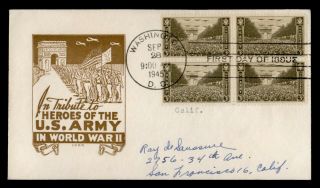 Dr Who 1945 Fdc Army Ioor Wwii Patriotic Cachet Military Block E51704