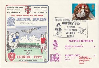28 Dec 1974 Bristol Rovers V Bristol City Div 2 Scarce Dawn Football Cover