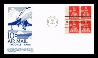 Us Cover 10c Air Mail Booklet Pane Fdc Anderson Cachet
