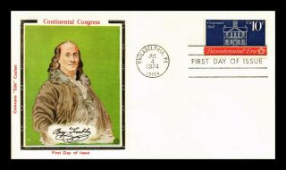 Dr Jim Stamps Us Continental Congress Carpenters Hall Colorano Silk Fdc Cover