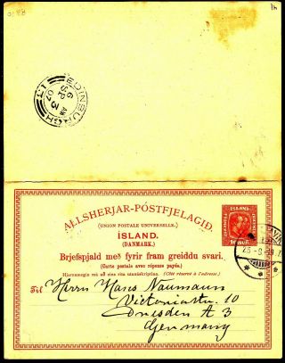 Iceland 1919,  10 Aur.  Postal Stationery Germany.