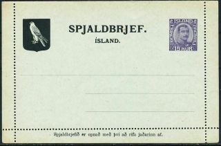 Iceland 15 Aur.  Postal Stationery.