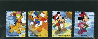 Antigua & Barbuda 1988 Walt Disney Christmas Set Of 4 Stamps Mnh