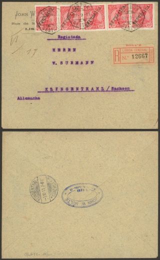 Portugal 1911 - Registered Cover Lisbon To Germany D171