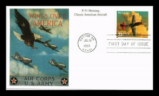 Us Cover P - 51 Mustang Classic American Aircraft Fdc Mystic Cachet