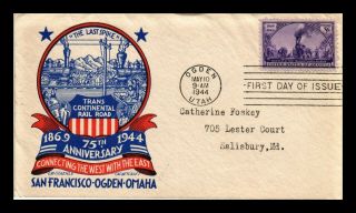 Us Cover Transcontinental Railroad Fdc Staehle Cachetcraft Scott 922