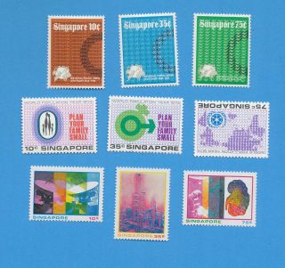 Singapore - Scott 212 - 217 & 229 - 231 - Vfmnh - Three Sets,  Upu,  Science - 1974 - 5