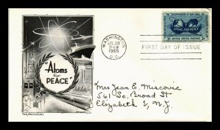 Dr Jim Stamps Us Atoms For Peace Fdc Aristocrats Cover Scott 1070