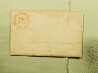 Dr Who 1841 Middleborough Ma Stampless F/l Paid 6cv E56019