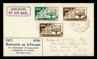 Dr Who 1958 Ireland Fdc Constitution 21st Aniv Cachet Combo E56742