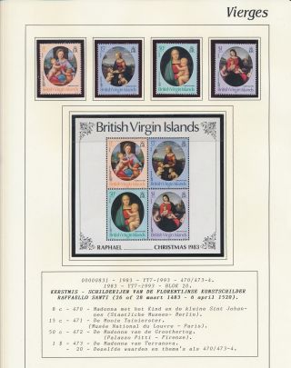 Xb71306 British Virgin Islands 1983 Madonna & Child Art Paintings Lot Mnh
