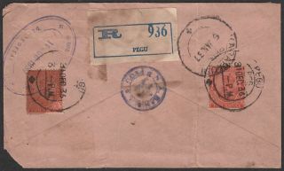 India Burma 1936 Kgv 2a X2 On Registered Cover To India Pegu Postmark