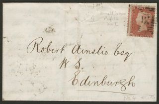 Gb 1855 Qv 1d Red - Brown Perf 16 On Cover Selkirk To Edinburgh