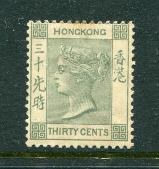 1891 China Hong Kong Gb Qv 30c Green Stamp M/m (2)