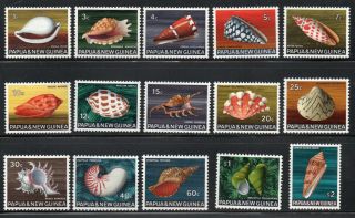 Papua & Guinea,  1968/69 " Sea Shells " Complete Set Of 15 Sg137/51 M/m.