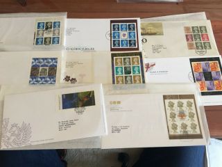 Gb Uk 8 Fdc Covers With Different Prestige Booklet Panes Between 1987 - 2005