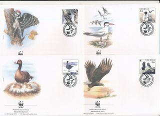 D278433 Birds Wwf Complete Set Of 4 Fdc 