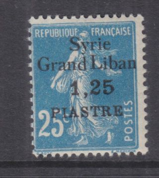 Syria,  1924 Syrie - Grand Liban,  1pi.  25 On 25c.  Blue,  Lhm.