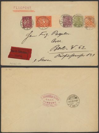 Germany 1922 - Express Air Mail Cover Hamburg To Berlin 34829/12