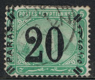 Egypt 1884 20pa Surcharge On 5pi Green