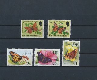 Lk72265 Fiji Falkland Islands Insects Bugs Flora Butterflies Fine Lot Mnh